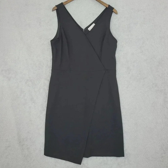 Nanette Lepore Womens Black Sleeveless V-Neck Mdi Sheath Dress Size 14 20PT - Picture 1 of 8